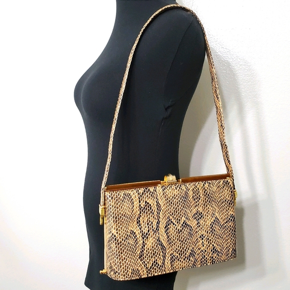 Vtg ROSETTIA Y2K Snakeskin Retro Adjustable Bag - Picture 1 of 9